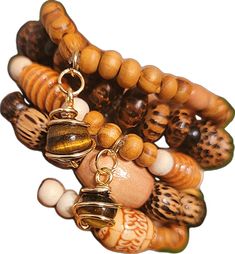 Handmade Adjustable Beaded Bracelets In Natural Wood, Handmade Adjustable Natural Wood Beaded Bracelets, Brown Wire-wrapped Beaded Bracelets For Jewelry Making, Wooden Bead Bracelet, Tiger's Eye, Bead Bracelet, Tiger Eye, Wooden Beads, Bracelet Set