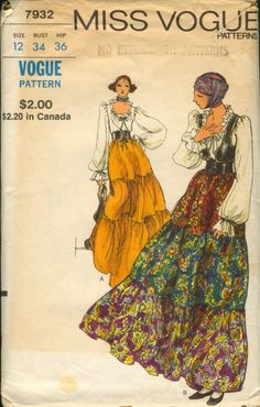 an image of two women in dresses on the cover of a sewing pattern for misses voque