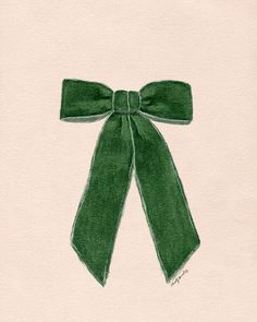 a drawing of a green bow on a white background