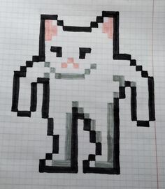 a drawing of a cat made out of squares