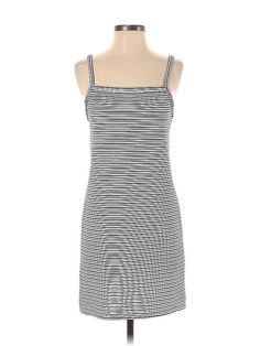 Kendall & Kylie Casual Dress Size: Small Gray Dresses - used. 53% COTTON, 45% POLYESTER, 2% SPANDEX, Mini, Square, Stripes, Short, Sleeveless | Kendall & Kylie Casual Dress: Gray Stripes Dresses - Size Small Striped Fitted Cotton Midi Dress, Fitted Striped Cotton Midi Dress, Striped Fitted Sundress For Summer, Fitted Striped Sundress For Summer, Fitted Striped Sundress For Spring, Striped Mini Dress For Daywear, Striped Mini Length Dress For Daywear, Cotton Bodycon Dress For Day Out, Striped Fitted Cotton Mini Dress