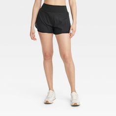 Women's Woven High-Rise 2-in-1 Run Shorts 3" - All In Motion™ Black XS Sporty Activewear For Trail Running With Built-in Shorts, Moisture-wicking Stretch Shorts For Trail Running, Sporty Stretch Shorts For Trail Running, Lightweight Stretch Athletic Shorts For Running, Lightweight Athleisure Running Shorts, Lightweight Athleisure Athletic Shorts For Running, Lightweight Functional Athletic Shorts For Training, Lightweight Functional Running Shorts, Functional Lightweight Athletic Shorts For Training