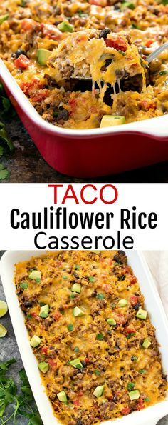 taco cauliflower rice casserole is an easy and delicious side dish