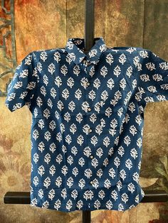 Indigo blue cotton shirt with jaipur print - 8yr Blue Cotton Shirt, Kids Wear Boys, Kids Set, Traditional Sarees, Signature Collection, Indigo Blue, Kids Wear, Jaipur, Kids Boys