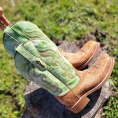 Brand New Cowboy Boots Never Worn. Luxury Brand: Corral Size: 8.5 Color Is A Beautiful Tan And Light Green The Detail Is Gorgeous Material: Leather. Gorgeous Craftsmanship! Stand Out In These Boots! I Ship As Soon As I See A Purchase! #Bootbarn #Corralboots #Sheplers #Wrangler #Country #Rodeo #Cowgirl Womens Cowgirl Boots Green, Green Snip Toe Ranch Boots, Green Western Ankle Boots, Green Western Style Ankle Boots, Green Casual Boots With Snip Toe, Casual Green Boots With Snip Toe, Western Green Boots With Leather Sole, Distressed Brown Boots, Embroidery Boots