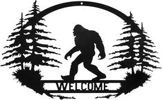 Amazon.com : CINPIUK Bigfoot Wall Art Decor, Welcome Sasquatch Metal Sign Indoor Outdoor Farmhouse Christmas Wall Hanging Ornament Home Garden Yard Garage Decor Housewarming Gift, 14 Inch : Patio, Lawn & Garden