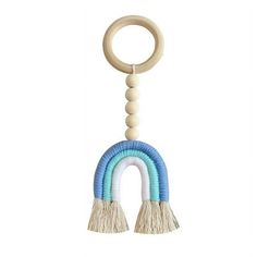 Handmade Wood Bead Hanging Decor Garland Specifications: Material:Cotton Rope + Wood Size:26 x 9CM Package included: 1x hanging decoration Color: Multicolor. Wooden Teether, Dog Chew Toys, Teething Toys, Wood Rings, Wood Sizes, Dog Chews, Chew Toy, Cotton Rope, Handmade Wood