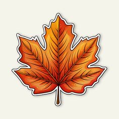 an orange maple leaf sticker on a white background