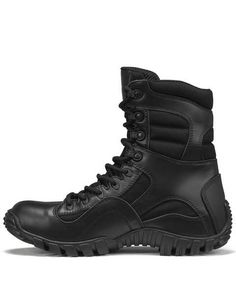 Belleville Men's TR Khyber Lightweight Military Boots, Black Slip-resistant Round Toe Combat Boots For Hiking, Slip-resistant Leather Combat Boots For Streetwear, Slip-resistant Lace-up Leather Boots, Shock Resistant High-top Boots For Outdoor Activities, Shock Resistant Lace-up Waterproof Boots For Streetwear, Shock-resistant Lace-up Waterproof Boots For Streetwear, Rugged Streetwear Boots With Shock Resistance, Combat Style Lace-up Work Boots With Shock Resistance, High-top Combat Boots For Hiking, Shock Resistant