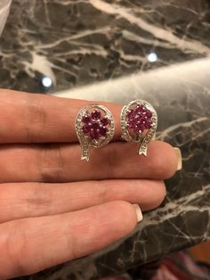 Ruby flower and diamond earrings Ruby Flower, Earrings Studs, Bridal Gold Jewellery, Diamond Watch, Diamond Earrings Studs, Hair Jewelry, Amazing Jewelry, Gold Chains