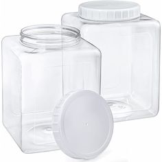 two clear jars with lids are shown side by side