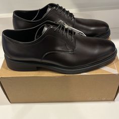 Brand New In Box Size 12 Dress Shoes. Dark Brown. Zara Leather Formal Loafers, Elegant Zara Loafers For Business, Elegant Business Loafers By Zara, Zara Round Toe Leather Shoes For Formal Occasions, Zara Formal Loafers With Round Toe, Zara Formal Round Toe Loafers, Styling Duck Boots, Journey Boots, Zara Mens