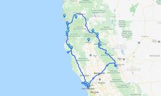 a map showing the route from san francisco to santa cruz, california on a road trip