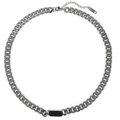 DescriptionTitanium Steel Bar Charm Curb Chain Choker NecklaceSpecificationLength: 39 cm + 5 cm extWeight: 26g/pcsMaterial: Titanium SteelChain Color:silverFeatures & DetailsThis titanium steel bar charm curb chain choker necklace is unique and eye-catching.This beautiful and stylish necklace is ideal for you to wear on any occasions making you more attractive. fashionable and amazing and it is the best gifts for wife. girlfriend. sister and other beloved person.Titanium Steel is a great metal f Silver Curb Chain Choker Necklace, Silver Choker Necklace With Curb Chain, Silver Metal Necklace With Curb Chain, Silver Stainless Steel Chunky Chain Necklace, Silver Chunky Chain Necklace In Stainless Steel, Rectangular Stainless Steel Necklace With Silver Chain, Rectangular Stainless Steel Chain Necklace, Silver Chunky Chain Stainless Steel Necklaces, Silver Stainless Steel Choker Necklace