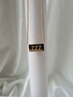 777: Luck -Stainless steel -Gold plated | water friendly jewelry -Color GOLD -Length 18in 777 Necklace, Angel Numbers 777, Angel Number 777, Candle Pedestal, Dope Jewelry, Angel Number, Angel Numbers, Fashion Killa, Birthday Gift