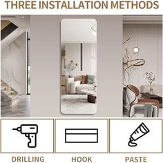 an advertisement for a new home with pictures and instructions on how to use the mirror