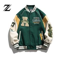 "Embroidered Letterman Varsity Jacket * Gift For Friend * Letterman Jacket * Baseball Jacket * Hip hop clothing * College Jacket * Varsity 🙌 Welcome to Zedxleather, the internet's best range of pop culture-inspired graphic & slogan clothing. Favourite our shop to be kept up to date with the latest designs dropping every week. ⚽ If you're a stylish enthusiast, sport lover or just looking for a trendy addition to your wardrobe, then this varsity jacket is the perfect choice for you! With a striking design and smooth silhouette, it's sure to turn heads. The combination of classic varsity styling with modern finishes make this piece truly unique and fashionable. The soft fabric and detailed stitching offer an extra level of texture and comfort. Plus, you can customize your look by choosing fr Cheap Men's Varsity Jacket For Sports Events, Luxury Cotton Varsity Jacket For Men, Cheap Varsity T-shirt For Sports, Luxury Collegiate Varsity Jacket For College, Cheap Collegiate Varsity Jacket For Sports Events, Cheap Varsity Jacket For Baseball Season, Cheap Men's Varsity Sweatshirt, Men's Luxury Varsity Jacket For Spring, Luxury Men's Spring Varsity Jacket