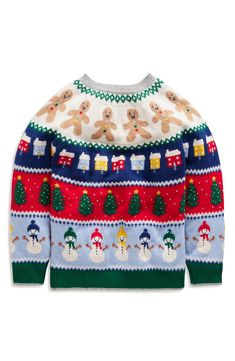 Gingerbread cookies, Christmas trees and smiling snowpeople bring bright holiday cheer to the Fair Isle patterns circling a sweater that hugs your kid in a lightweight knit made with cotton and wool. 45% polyamide, 30% cotton, 25% wool Machine wash, line dry Imported Boden Christmas, Gingerbread Cookies Christmas, Fair Isle Christmas, Boden Kids, Cookies Christmas, Christmas Crewneck, Fair Isle Pattern, The Fair, Fair Isle Sweater