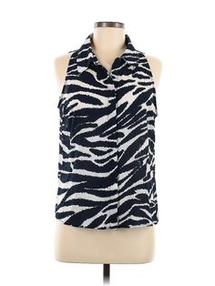 Calvin Klein Sleeveless Blouse Size: Medium Tops - used. 97% POLYESTER, 3% SPANDEX | Calvin Klein Sleeveless Blouse: Blue Tops - Size Medium Calvin Klein Sleevless Animal Print, Black Sleeveless Blouse, Klein Blue, Calvin Klein Black, Blouse Black, Black Sleeveless, Sleeveless Blouse, Athletic Tank Tops, Sleeveless Top