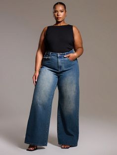 Plus Size High Waist Washed Denim Jeans Brown    Denim Plain Straight Leg Non-Stretch  Women Plus Clothing, size features are:Bust: ,Length: ,Sleeve Length: