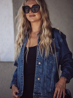 MASON OVERSIZED POCKETED DENIM JACKET-JBD-Jayden P Boutique Oversized Pockets, Collared Jacket, You're My Favorite, Lightweight Fabric, Denim Jacket, Spandex, Wardrobe, Fabric