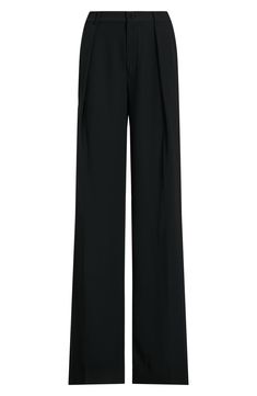 Crafted from luxe double-faced georgette for a polished look, these wide-leg pants are a tailored wardrobe essential. Zip fly with button closure Back welt pockets 100% polyester Dry clean Imported Womens Dress, Womens Dress Pants, Nordstrom Store, Fabric Gifts, Free Fabric, Black Fits, Polished Look, Welt Pockets, Lauren Ralph Lauren