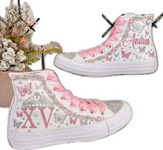 Sweet 16 Shoes, Fifteenth Birthday, Bridal Sneakers, Tie Sneakers, Womens Tie, Converse Shoes, Sweet 16, Converse, Collage