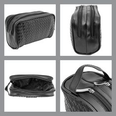 Toiletry handbag made with black faux leather Double compartment bag for many travel products Fashionable woven organizer with nylon lined interior Lightweight with two pockets, measures at 10 x 4 x 7 in SHANY is a member of PETA. Our products are cruelty free From SHANY's new travel cosmetic bag line, the Woven Double-Pocket Toiletry Handbag in Black is practical for your traveling needs. This classic and fashionable woven design make this bag the perfect gift for men or women. This affordable yet durable purse insert measures at 10 x 4 x 7 inches, making it the perfect size to carry both full-sized and travel-sized beauty or grooming products. The two zippered compartments, as well as inner nylon-lined pockets, make this the ideal travel organizer for shampoos, shaving cream, toothbrushe Compartment Bag, Purse Insert, Travel Products, Faux Leather Bag, Travel Organizer, Dopp Kit, Travel Toiletries, How To Make Handbags, Future Travel