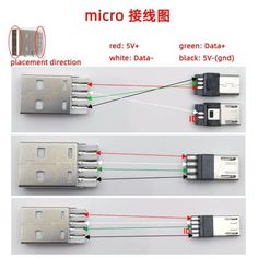 three different types of cables connected to each other with red and green wires on them