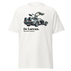 "This design features the legendary De Lorean from Back to the future with a funny quote from the movies. My design is high resolution, which means great print quality for you! #Selecting Size: Measure a shirt you have at home that fits you well and compare the measurements to the size charts provided above. #Shirt Info The unisex 100% cotton tee will help you land a more structured look. It sits nicely, maintains sharp lines around the edges, and goes perfectly with layered streetwear outfits. Retro Short Sleeve Shirt With Front Print, Retro Graphic Print Shirt For Fan Merchandise, Retro Graphic Print Shirt For Fans, Vintage Shirt With Front Print For Fans, Retro Fan Merchandise T-shirt With Slogan, Vintage Letter Print Fan Merchandise Shirt, Retro Fan Merchandise Tops With Text Print, Retro Slogan T-shirt For Fan Merchandise, Retro Slogan Shirt With Crew Neck