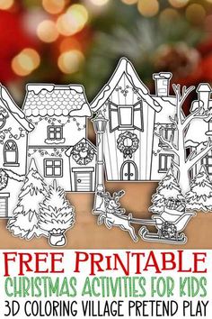 Printable Christmas Village to color activity for kids Christmas Activity List, Free Printable Christmas Activities, Printable Christmas Village, Christmas Craftivity, Coloring Bookmarks Free, Christmas Activity For Kids, Printable Christmas Decorations, Color Activity, Christmas Freebie