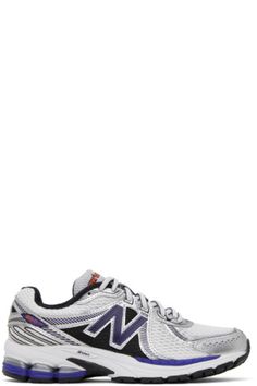 New Balance - White & Blue 860V2 Sneakers New Balance Clothing, New Balance For Women, New Balance Outfit, New Balance White, Leather Sneakers, New Balance, White Blue, Clothing Accessories, Women Wear