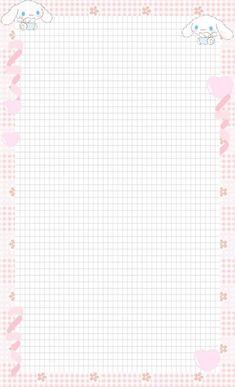 a pink and white checkered paper with bunny ears on the border, in front of a