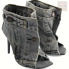 Women's Square Toe Stiletto High Heel Ankle Denim Boots Metal Button Sandals Bootie Fashion Shoes For Women Ankle Boots High Heel, Women Street Style, Heel Sandals For Women, Denim Heels, High Heel Ankle Boots, Elegant Heels, Denim Boots, Boots Style, Heel Design