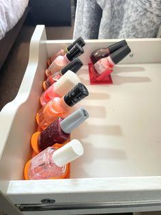 This Nail Polish Holder/Ikea Drawer Organizer  was created with 2 purposes in mind. First was to keep your nail polish organized while you doing your nails. The second reason it to keep the dozens of nail polish bottles stable, neat and organized in your drawer. These were made to be low profile so they can fit in most house hold drawer. They were specifically designed to fit the width of the Ikea Alex drawer (shown in pictures).  These Nail Polish Holders come in a variety of colors and will ho Ikea Drawer Organizer, Ikea Drawer, Giant Shoe Box, Ikea Alex Drawers, Ikea Drawers, Alex Drawer, Nail Polish Holder, Ikea Alex, Nail Polish Organizer