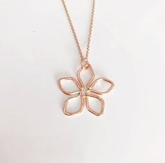 Necklace TIARE - Hawaiian flower necklace - flower pendant necklace - Hawaiian jewelry (N253) Delicate Rose Gold Flower Necklaces, Delicate Rose Gold Pendant Flower Necklace, Rose Gold Flower Pendant Necklace With Delicate Chain, Dainty Rose Gold Flower Necklace With Delicate Chain, Delicate Rose Gold Flower Charm Necklace, Minimalist Rose Gold Necklace With Flower Charm, Delicate Rose Gold Charm Necklace With Flower, Rose Gold Flower Necklace With Delicate Chain, Delicate Flower Charm Necklace With Delicate Chain