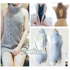 Blue/Grey Virgin Killer Sweater SP178781 Vergin Killer Sweater, Vigin Killer Sweater, Virgin Killer Dress, Desenho Tom E Jerry, Virgin Killer Sweater, Keyhole Sweater, Gothic Punk Fashion, Backless Sweater, Bowknot Dress