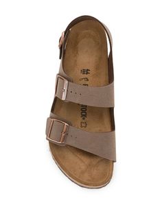 Birkenstock Milano Buckled Sandals - Farfetch Brown Slides With Cork-bed Midsoles And Single Toe Strap, Brown Double Strap Textured Footbed Sandals, Brown Double Strap Footbed Sandals With Textured Footbed, Casual Brown Open Heel Footbed Sandals, Brown Flat Sandals With Buckle Closure, Brown Cushioned Footbed Sandals With Single Toe Strap, Brown Summer Footbed Sandals With Tang Buckle, Summer Brown Footbed Sandals With Tang Buckle, Brown Leather Footbed Sandals With Open Heel