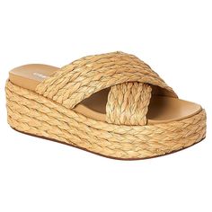 Urban Sport Quinci Raffia Platform Wedge Sandal  This sporty sandal offers the comfort foot bed your feet crave, along with a dose of sophisticated style. Pair it with everything from shorts to sundresses and enjoy your next adventure, fashionably. Open Toe Wedge Sandals With Arch Support For Vacation, Chic Platform Slippers With Round Toe For Beach, Summer Wedge Sandals With Arch Support, Comfortable Slip-on Wedge Sandals For Beach Season, Chic Open Toe Platform Slippers For Beach, Spring Beach Wedge Sandals With Arch Support, Summer Synthetic Platform Slippers With Arch Support, Comfortable Platform Wedge Sandals, Synthetic Platform Slippers With Arch Support For Beach