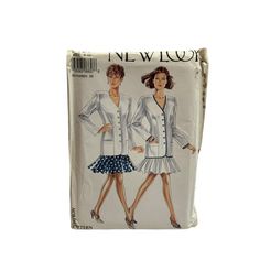 two women's jackets and skirts sewing pattern from the new look book, in white with