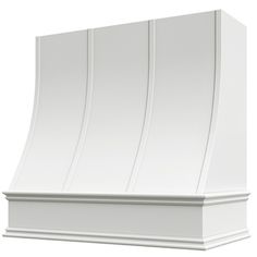 an image of a white range hood on a white background with clipping for text