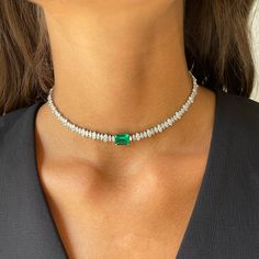 18k white gold marquis diamond and Colombian emerald cut emerald choker 10.9cts diamonds 2.63cts emerald   #AKNMQ-EM263-WG Emerald And Diamond Jewelry, Emerald Indian Jewellery, Diamond And Emerald Necklace, Emerald Cut Diamond Necklace, Emerald Wedding Jewelry, Emerald Jewelry Ring, Emerald Jewelry Necklace, Diamond Chocker, Fancy Choker