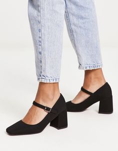 Shoes by ASOS DESIGN Adding to bag in 3, 2, 1… Adjustable strap Pin-buckle fastening Square toe Mid block heel