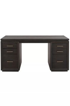 an office desk with two drawers and one drawer on the top, in dark wood