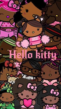 hello kitty wallpaper with many cartoon characters