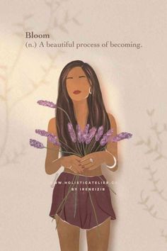 illustration of woman holding lavenders in her hands Woman Illustration Quotes, Spiritual Woman Divine Feminine Art, Self Love Symbol, Yoga Illustration, Divine Feminine Spirituality, Yoga Poster, Dalian