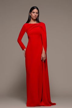 Cape Sleeve Column Dress – HerTrove Elegant Dresses With Long Sleeves, Long Sleeve Dresses With Draped Sleeves For Gala, Red Evening Dress With Draped Sleeves, Red Long Sleeve Midi Dress For Evening, Red A-line Dress For Red Carpet, Fitted Red Dresses With Draped Sleeves, Fitted Red Dress With Draped Sleeves, Elegant Red Midi Dress With Draped Sleeves, Elegant Long Sleeve Evening Dress For Red Carpet