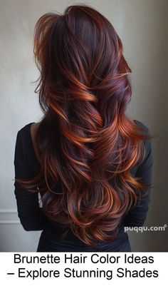 Brown Hair With Red Highlights Auburn, Brown To Red Ombre Hair, Brunette Red Balayage, Brunette And Red Hair, Trendy Brunette Hair, Brunette Hair Color Ideas, Red Ombre Hair, Colored Hair Tips