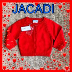 *Not Included In Bundle Sale* Beautiful Red Jacadi Baby Sweater. This Is A Parisian High End Piece. It Is A Brand New Precious Little Sweater Tags: Christmas Valentine’s Day Chinese New Year Red Sweater For Fall Playtime, Red Tops For Fall Playtime, Girls Cardigan Sweater, Zip Front Sweater, French Baby, Baby Red, Fleece Cardigan, Yellow Cardigan