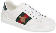 Gucci New Ace Sneaker Italian Sneakers, Sneaker Men, Classic Leather, Sneaker Shopping, Leather Sneakers, Converse Sneaker, Converse, Stripes, Nordstrom